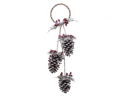 CE Pinecone Hanger W Berries W Natural/Colour(S) 13X60Cm