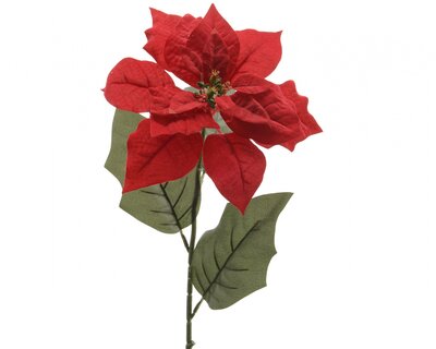 CE Silk Poinsettia On Stem Christmas Red 22X23X67Cm