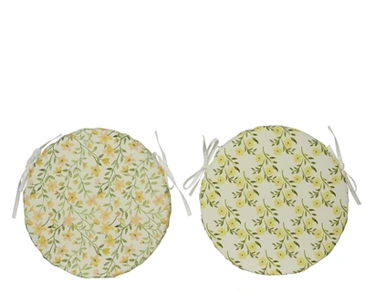 Chair Pad Poly Round Digital Print 2 Outdoor Green  D.38Cm