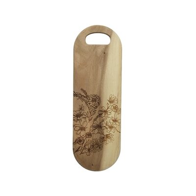Chopping Board Acaciawood Oval Flower Natural