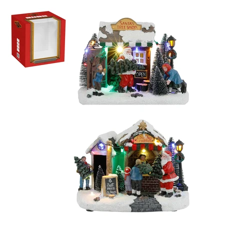 Christmas Stall With Tree 2 Asst. BO - L21Xw14Xh15Cm