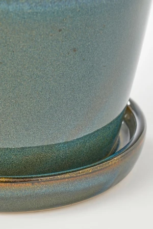 Clint Pot With Saucer Green - H13Xd15Cm - image 3