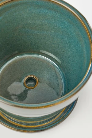 Clint Pot With Saucer Green - H13Xd15Cm - image 4