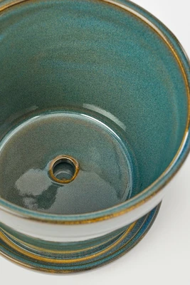 Clint Pot With Saucer Green - H13Xd15Cm - image 4