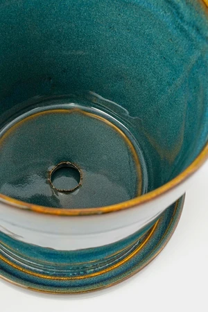 Clint Pot With Saucer Green - H16,5Xd17Cm - image 4