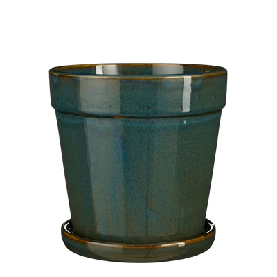 Clint Pot With Saucer Green - H16,5Xd17Cm