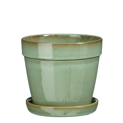 Clint Pot With Saucer Mint Green - H13Xd15Cm