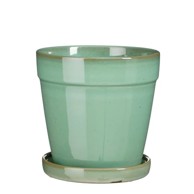 Clint Pot With Saucer Mint Green - H16,5Xd17Cm