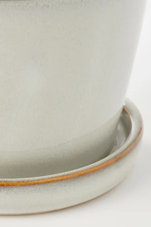 Clint Pot With Saucer Off White - H13Xd15Cm - image 3