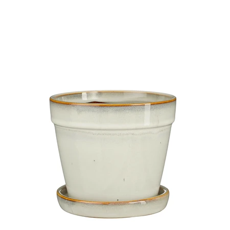 Clint Pot With Saucer Off White - H13Xd15Cm - image 1