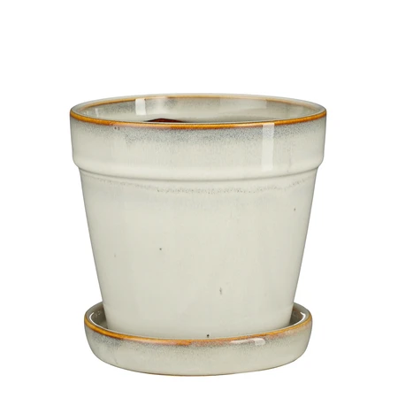 Clint Pot With Saucer Off White - H16,5Xd17Cm - image 1