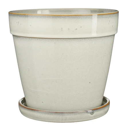 Clint Pot With Saucer Off White - H21Xd23Cm - image 1