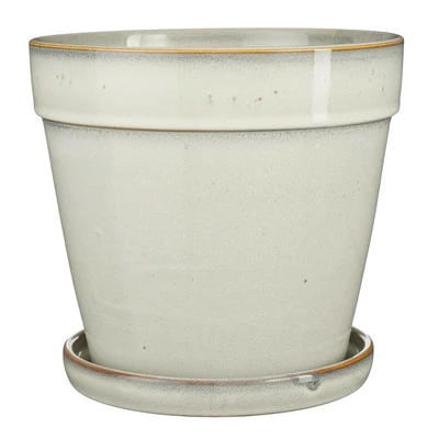 Clint Pot With Saucer Off White - H21Xd23Cm