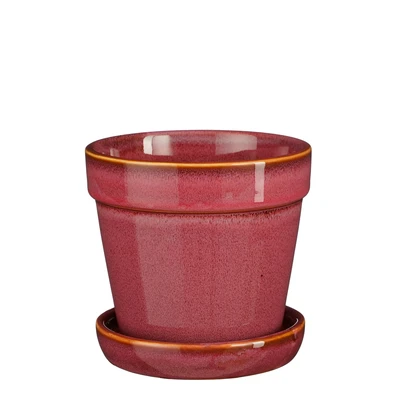 Clint Pot With Saucer Pink - H13Xd15Cm