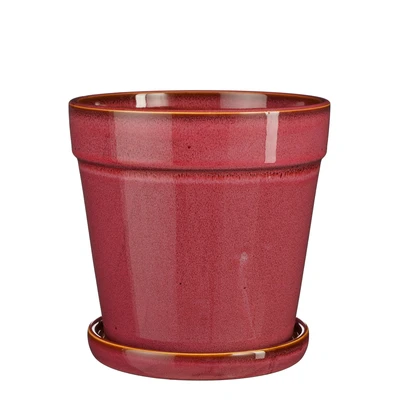 Clint Pot With Saucer Pink - H16,5Xd17Cm