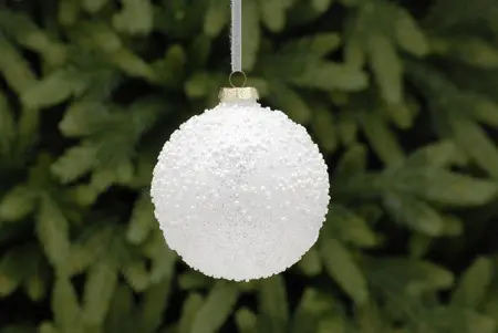 CN 10Cm White Beaded Glass Ball