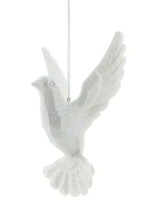 CN 10Cm White Glitter Acrylic Dove