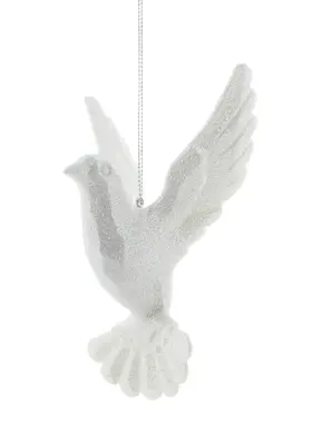 CN 10Cm White Glitter Acrylic Dove