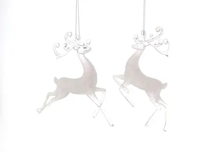 CN 15Cm 2 Asstd Clear And White Reindeers