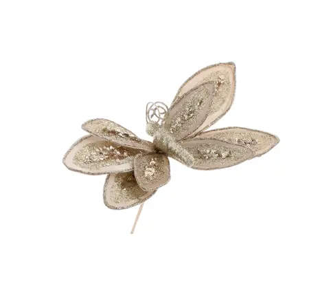 CN 26Cm Champagne Gold Glitter Butterfly Stem