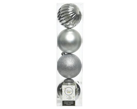 CN Baubles Shatterproof Shiny-Matt-Glitter Mix Silver