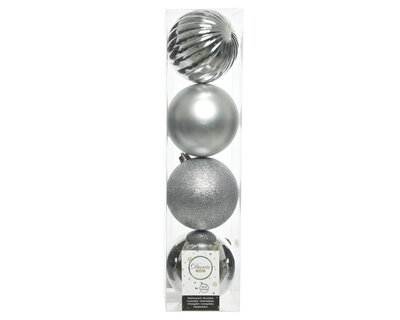 CN Baubles Shatterproof Shiny-Matt-Glitter Mix Silver