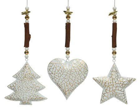 CN Figure Iron With Wooden Beads With Star 3Ass White