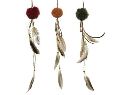 CN Pompom Polyester With Suede Tassel With Bead 2Col Ass Assorted