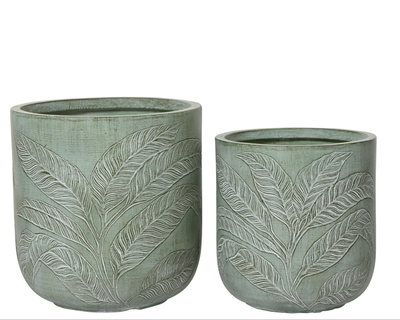 Coco Planter Fibre Clay Green Frosted Dia32.00-H33.00Cm