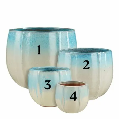 Corsica Pot Round L. Blue - H19Xd21Cm