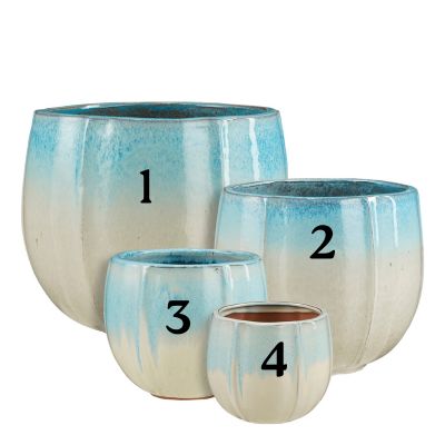 Corsica Pot Round L. Blue - H19Xd21Cm