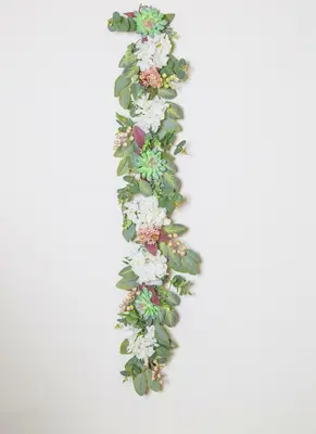 Cream Hydrangea,Succulent, Berry Garland 121Cm