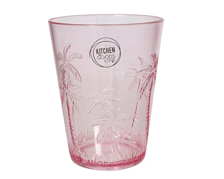 Cup Embossed Palm Fuchsia Clear H.12Cm