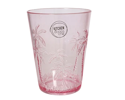 Cup Embossed Palm Fuchsia Clear H.12Cm