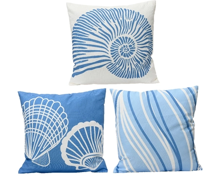 Cushion Poly Square Printing 3 Outdoor Blue L.45Cm X W.45Cm