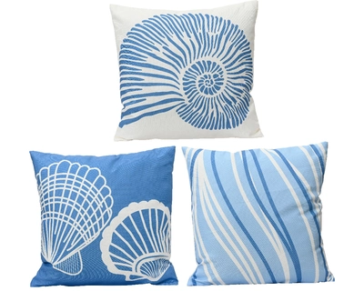 Cushion Poly Square Printing 3 Outdoor Blue L.45Cm X W.45Cm