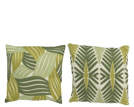 Cushion Polyester Cotton Embroidery 2 Green W.43Cm X H.4Cm