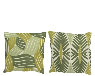 Cushion Polyester Cotton Embroidery 2 Green W.43Cm X H.4Cm