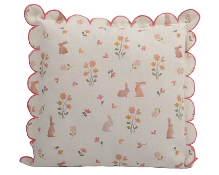 Cushion Polyester Cotton Round With Scalloped Edge Natural W.45Cm X H.45Cm