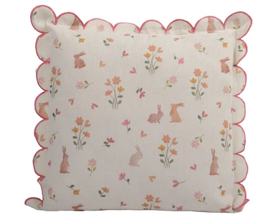 Cushion Polyester Cotton Round With Scalloped Edge Natural W.45Cm X H.45Cm