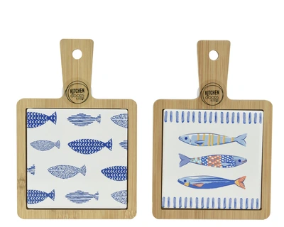 Cutting Board Porcelain Fish Pattern 2 Blue  L.18Cm X W.12Cm