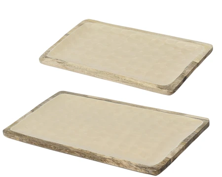 Deco Plate Mangowood L38.00-W20.00-H2.00Cm Cream - image 1