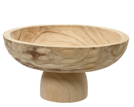 Deco Plate Paulownia Wood Brown dia31-H16cm