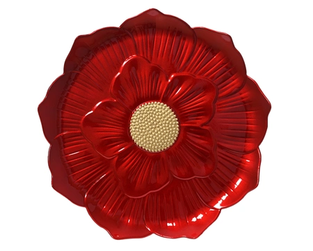 Deco Plate PP Red/Gold D.33cm