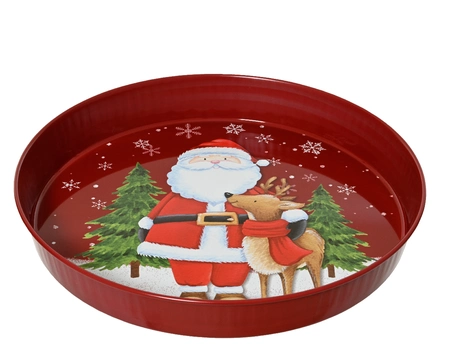 Deco Plate Tin christmas red H5cm