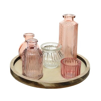 Deco Set Glass 3X Vase  Pink
