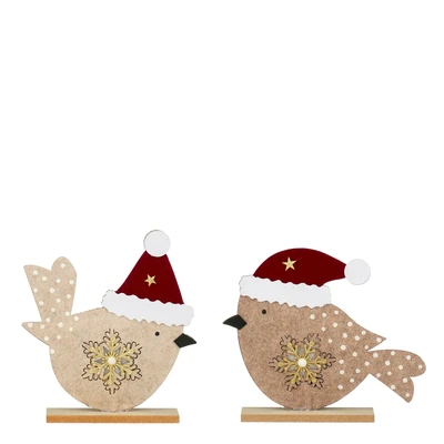 Decoration Bird Beige Brown 2 Asst. Fsc Mix  L23Xh22Cm