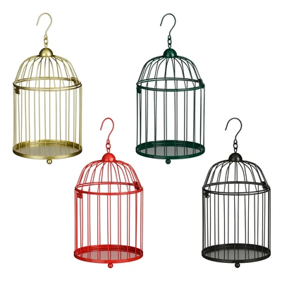 Decoration Birdcage Gold Red Green Black 4 Asst. H32Xd20Cm