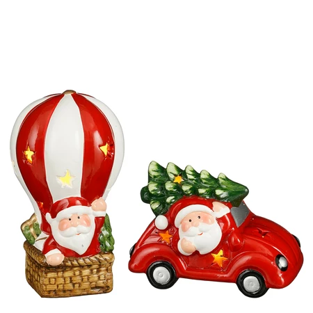 Decoration Car Hotair Balloon Red 2 Pcs Led BO L11Xw6Xh7.5Cm