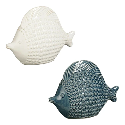 Decoration Fish White Blue 2 Assorted - L21Xw7Xh15Cm